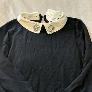 Black and White Collar Blouse